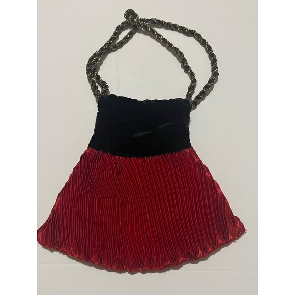 Lot of 2 vintage purses Black ,red and 1 pair of black Lace Fingerless gloves - Picture 3 of 12